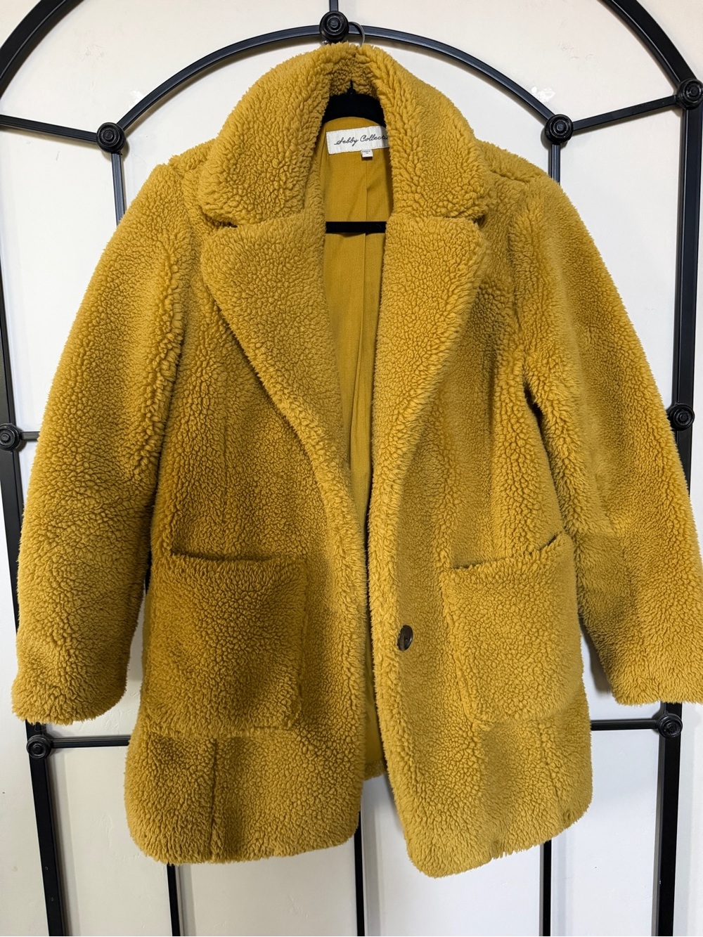 Sebby Collections- Mustard Teddy Coat - Plush Faux Shearling Jacket